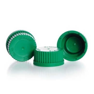 Tapón PP verde p/frasco ISO GL45, Simax