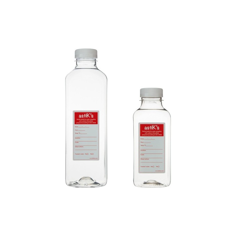 Botellas de PET estériles muestreo agua 1000ml c/tiosulfato