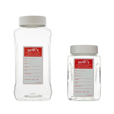Botella PET Esteril muestras agua cuello ancho 1000ml con tiosulfato