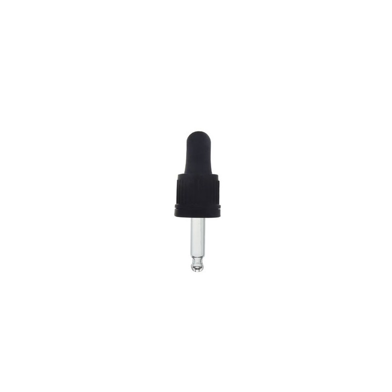 Tapon cuentagotas de 20ml rosca DIN 18 Negra B/20uds