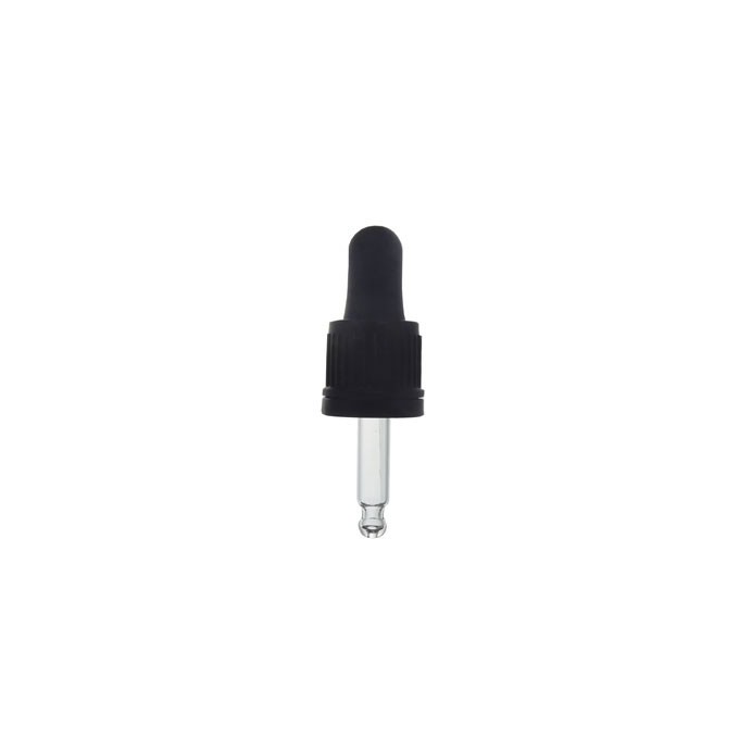 Tapon cuentagotas de 20ml rosca DIN 18 Negra B/20uds