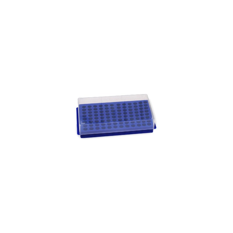 Gradilla doble uso 96 microtubos, 0.5/1.5mL, azul
