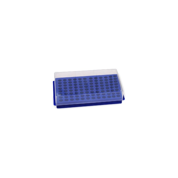 Gradilla doble uso 96 microtubos, 0.5/1.5mL, azul