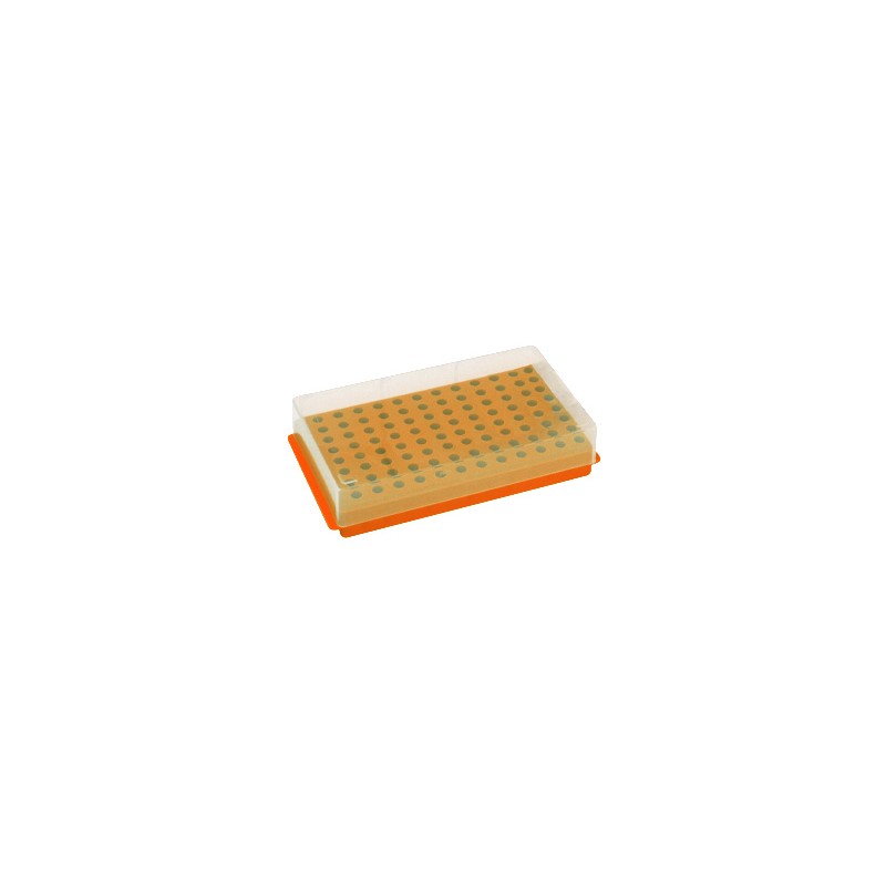 Gradilla doble uso 96 microtubos, 0.5/1.5mL, naranja