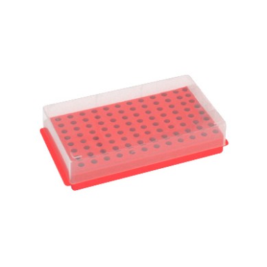 Gradilla doble uso 96 microtubos, 0.5/1.5mL, rojo