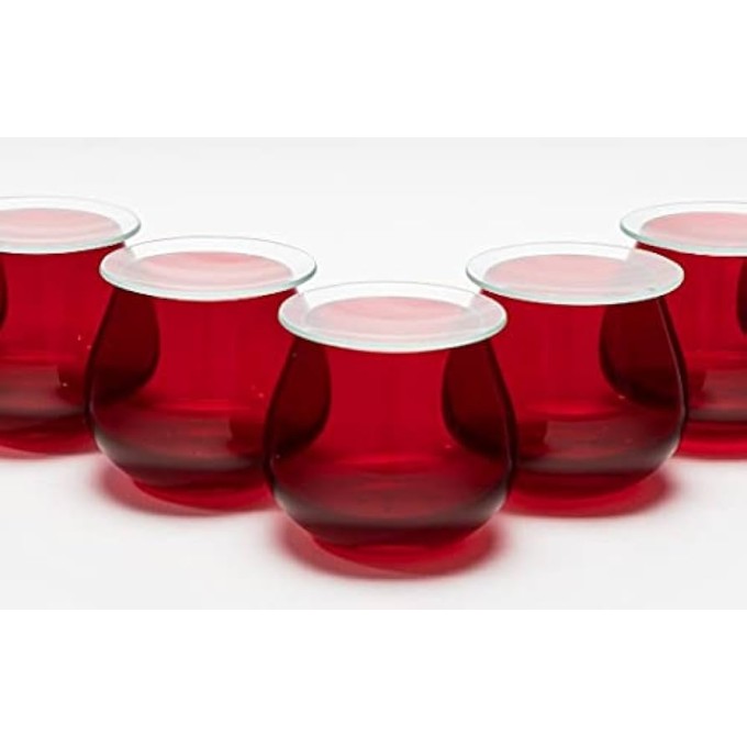 6 Copas Cata Aceite Oliva Roja + 6 Vidrios Reloj de 60mm