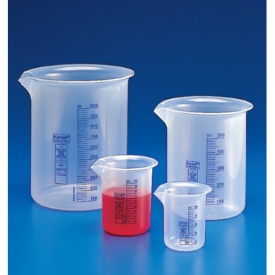 Vaso forma baja PP grad. azul, 50 mL