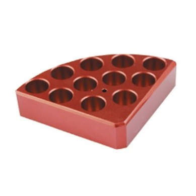 Soporte poli-block rojo, 11 orificios, Ø12,5x20 mm