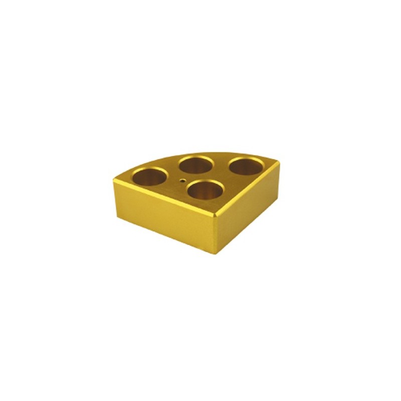 Soporte poli-block dorado,4orificios, Ø21,6x31,7mm