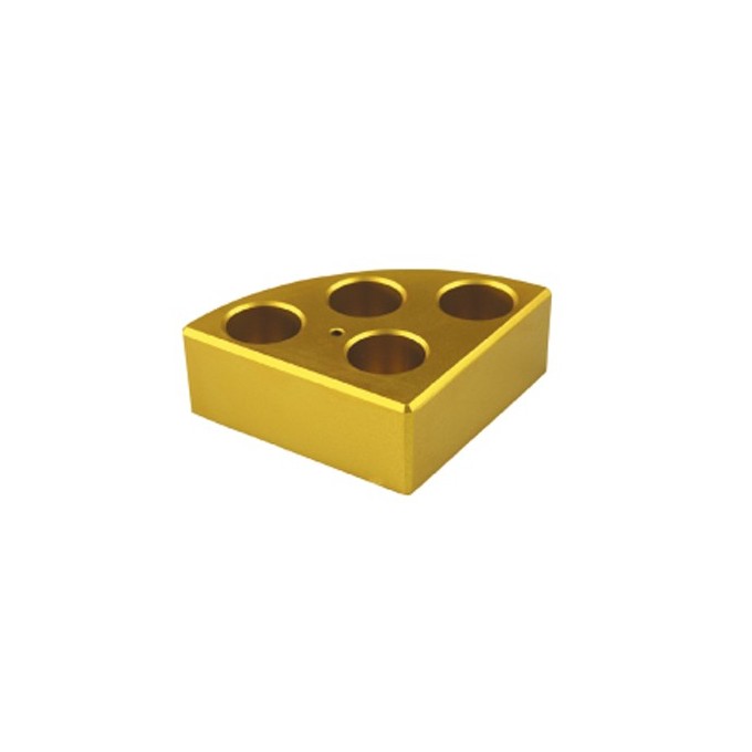 Soporte poli-block dorado,4orificios, Ø21,6x31,7mm