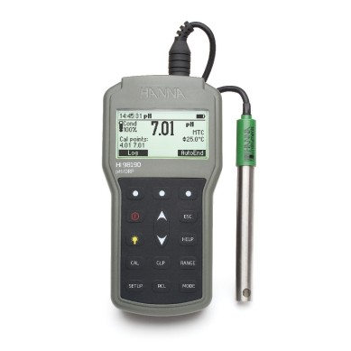 pH metro HI98190 impermeable con registro y salida USB, conector Quick DIN