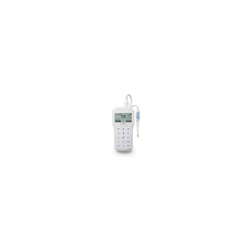 pH metro HI98161 portátil (pH/ mV/ Temp) impermeable, registro con salida USB, electrodo penetración para alimentos semisólidos