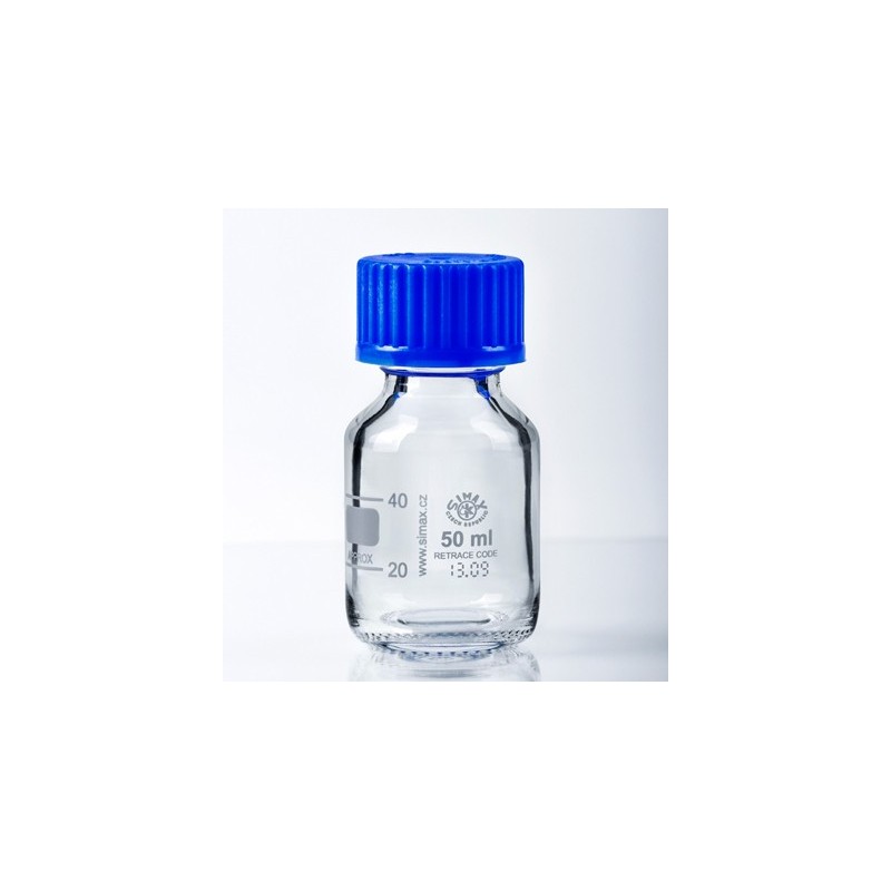 Frasco ISO tapón azul 50 ml, GL32 Simax