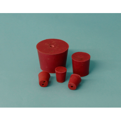 Tapón goma roja 1 orificio, diam. (inf-sup) 10-13 mm B/25uds