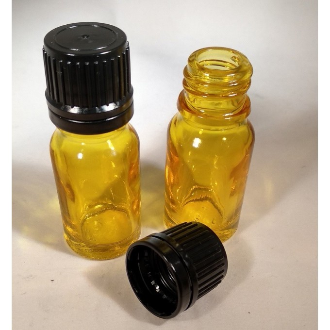 Frasco 10ml Amarillo DIN 18 tapon cierre blanco