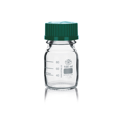 Frasco ISO Simax con tapón y anillo verde 100ml