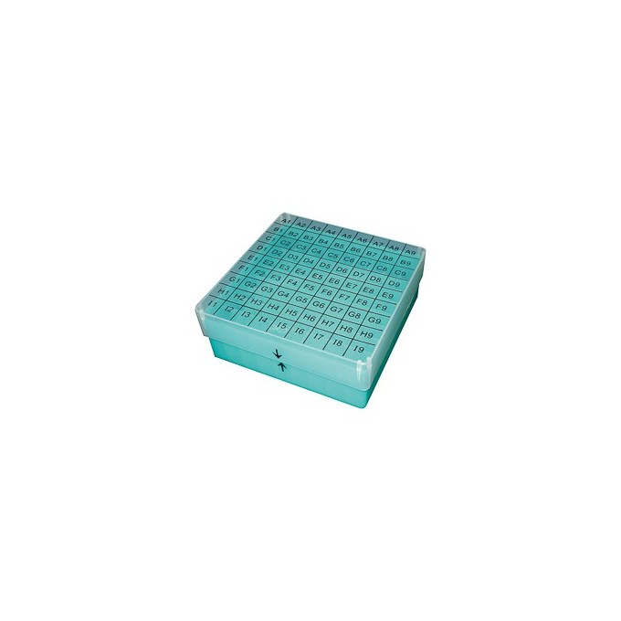 Caja Plastico Azul Congelable para Criotubos hasta 2ml 81 tubos