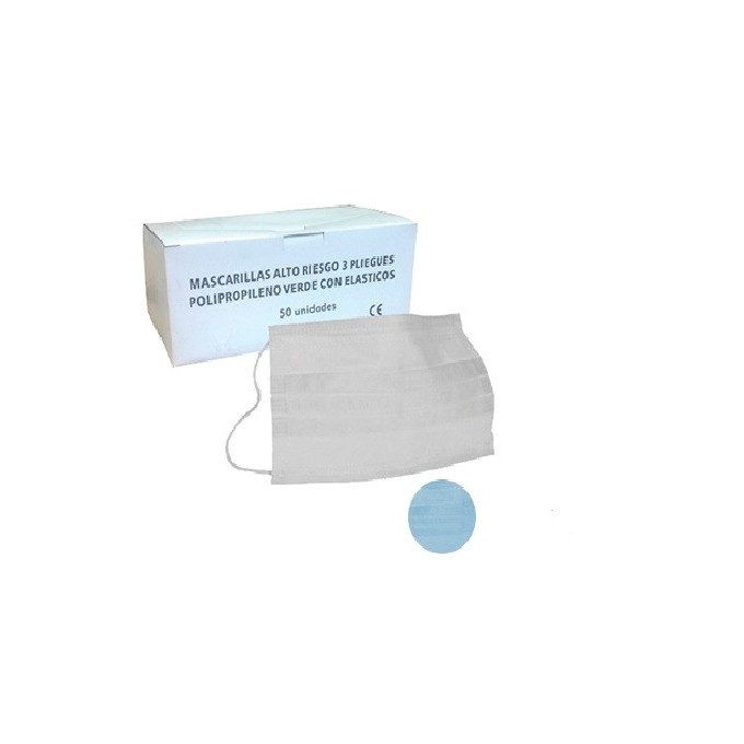 Mascarilla Elastica Desechable Azul C/50